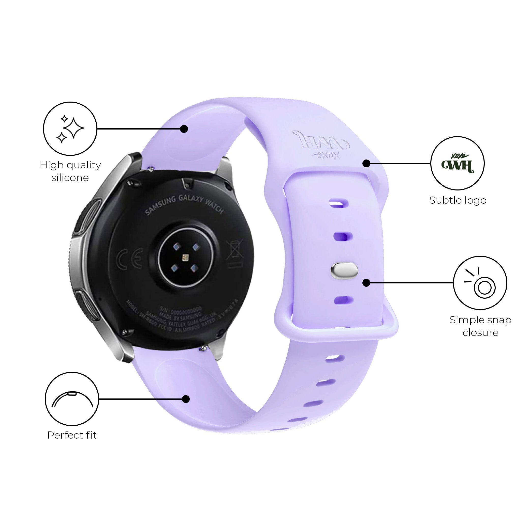 Samsung Galaxy Watch 6 - 44mm Patterned Silicone Strap (Lavender Grey)