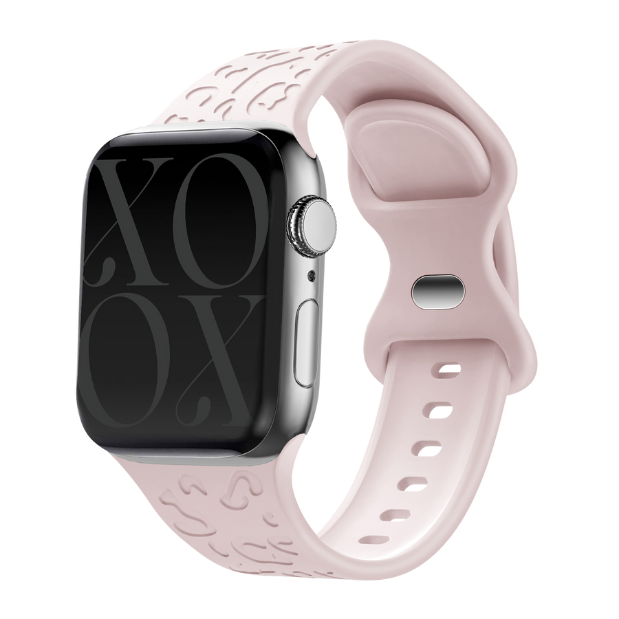 Apple Watch siliconen bandje Leopard Print - light pink - 44/45/46/49mm