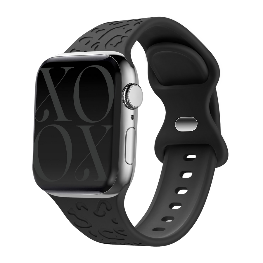 Apple Watch siliconen bandje Leopard Print - black - 44/45/46/49mm