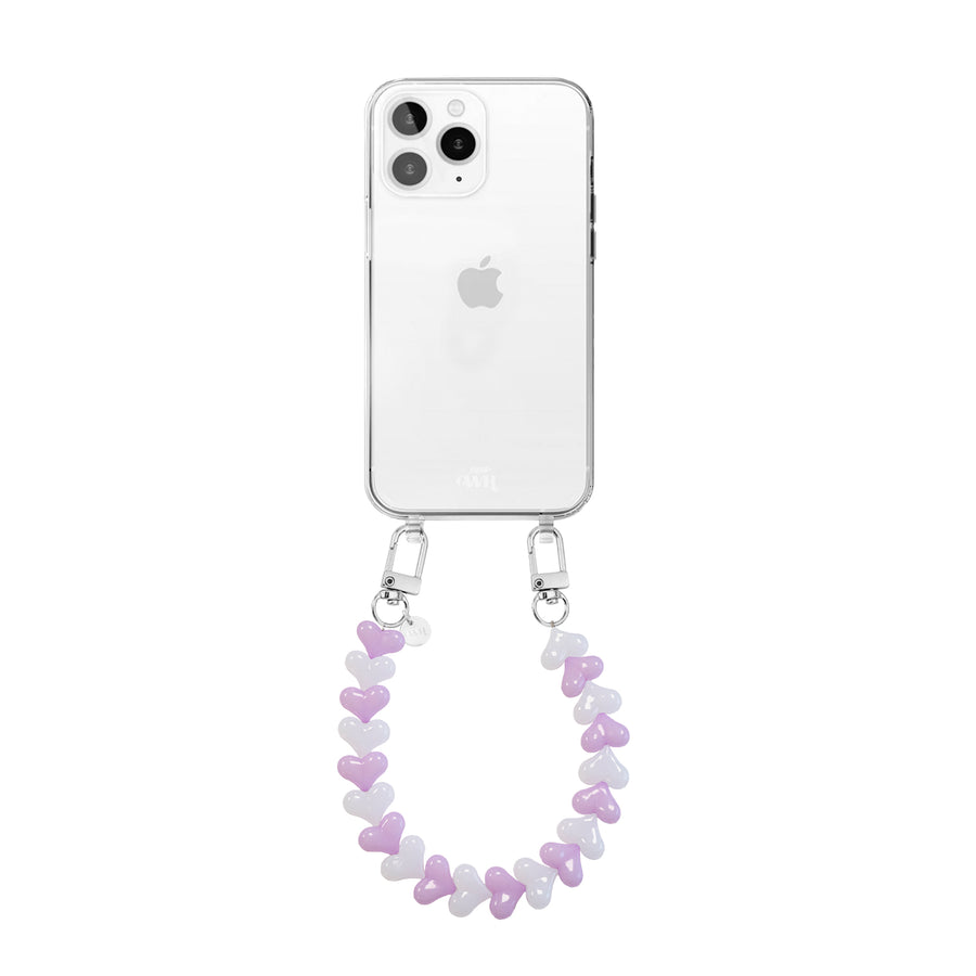 xoxo Wildhearts iPhone 11 Pro Max - Funky Hearts (Pink & White) Transparant Cord Case