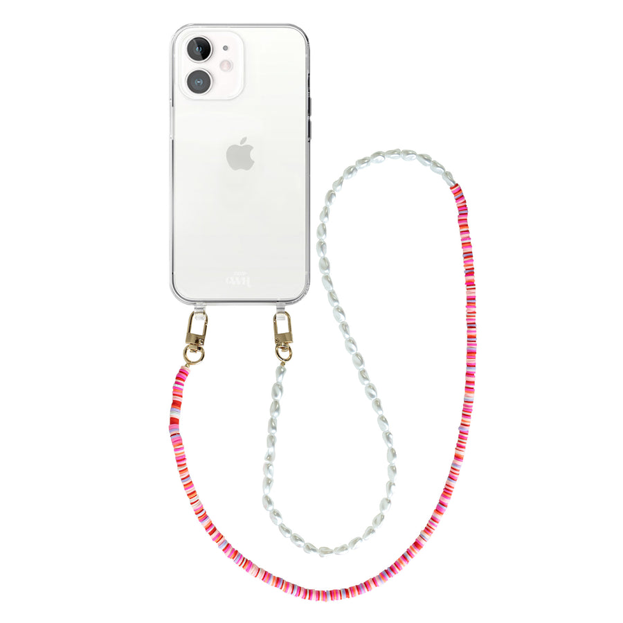 iPhone 12 - Island Girl Transparant Cord Case - Long Cord