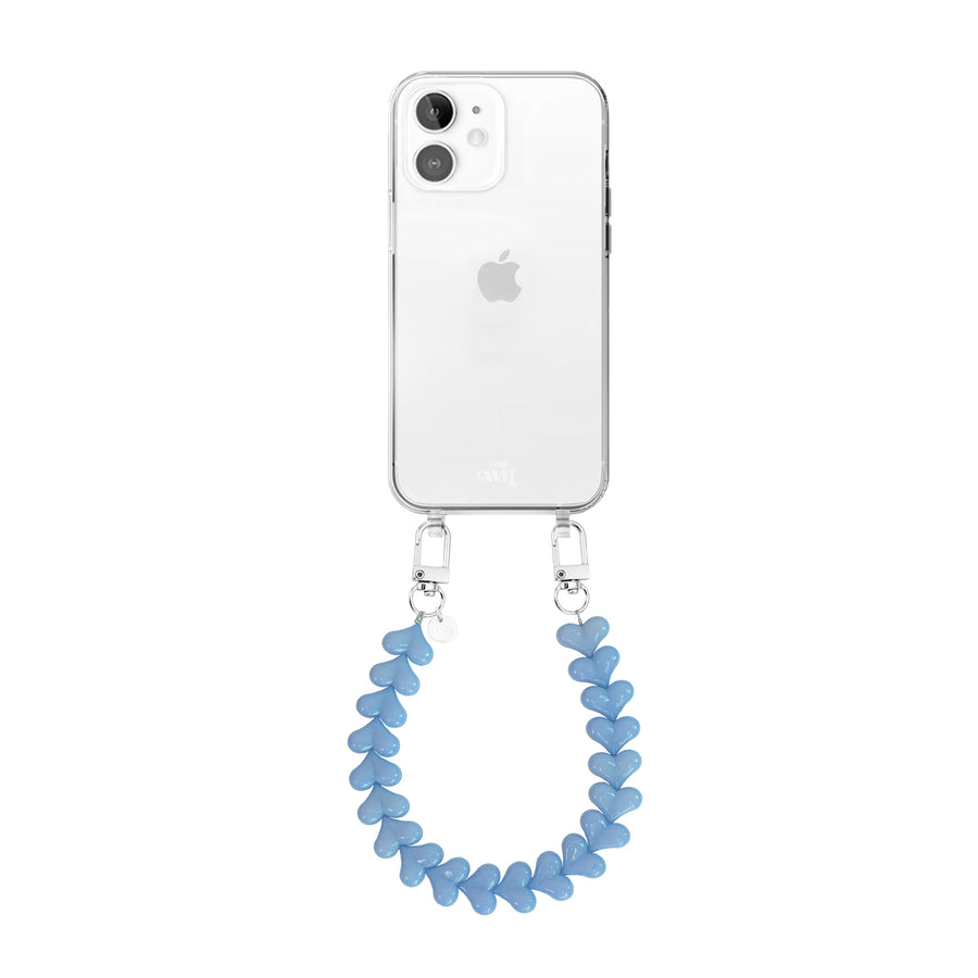 iPhone 11 - Funky Hearts (Light Blue) Transparant Cord Case