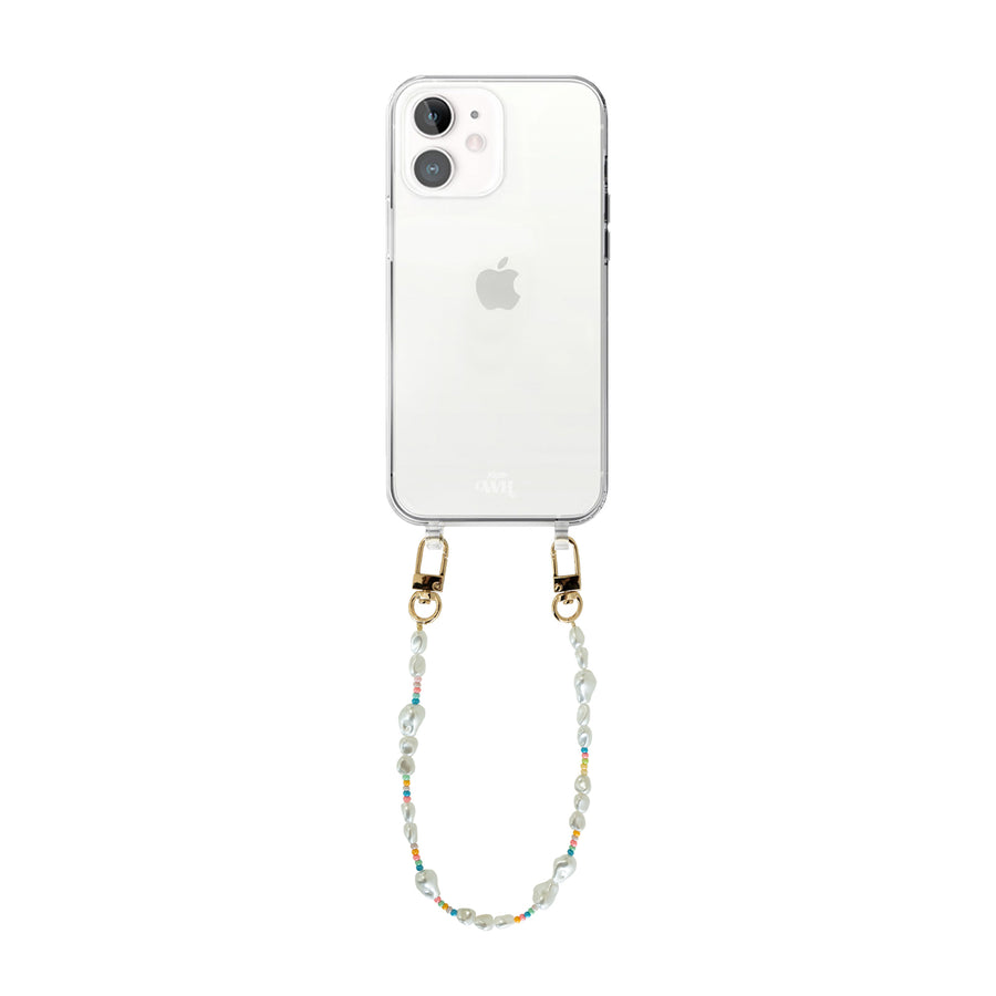 iPhone 12 - Beachy Vibes Transparant Cord Case - Short Cord