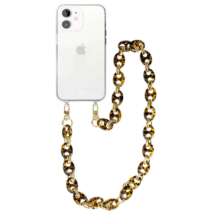 iPhone 11 - Marble Brown Transparant Cord Case - Long Cord