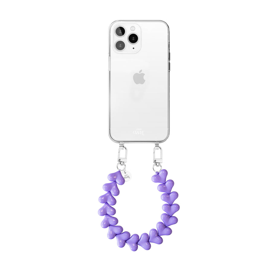 iPhone 11 Pro - Funky Hearts (Purple) Transparant Cord Case