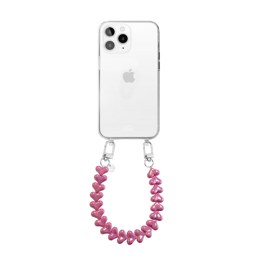 xoxo Wildhearts iPhone 11 Pro - Funky Hearts (Fuchia Metal) Transparant Cord Case