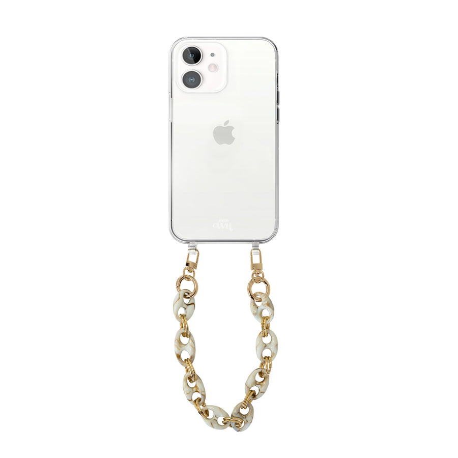 iPhone 11 - Marble Creme Transparant Cord Case - Short Cord