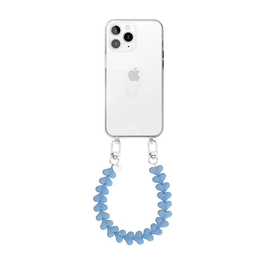 iPhone 12 Pro - Funky Hearts (Light Blue) Transparant Cord Case