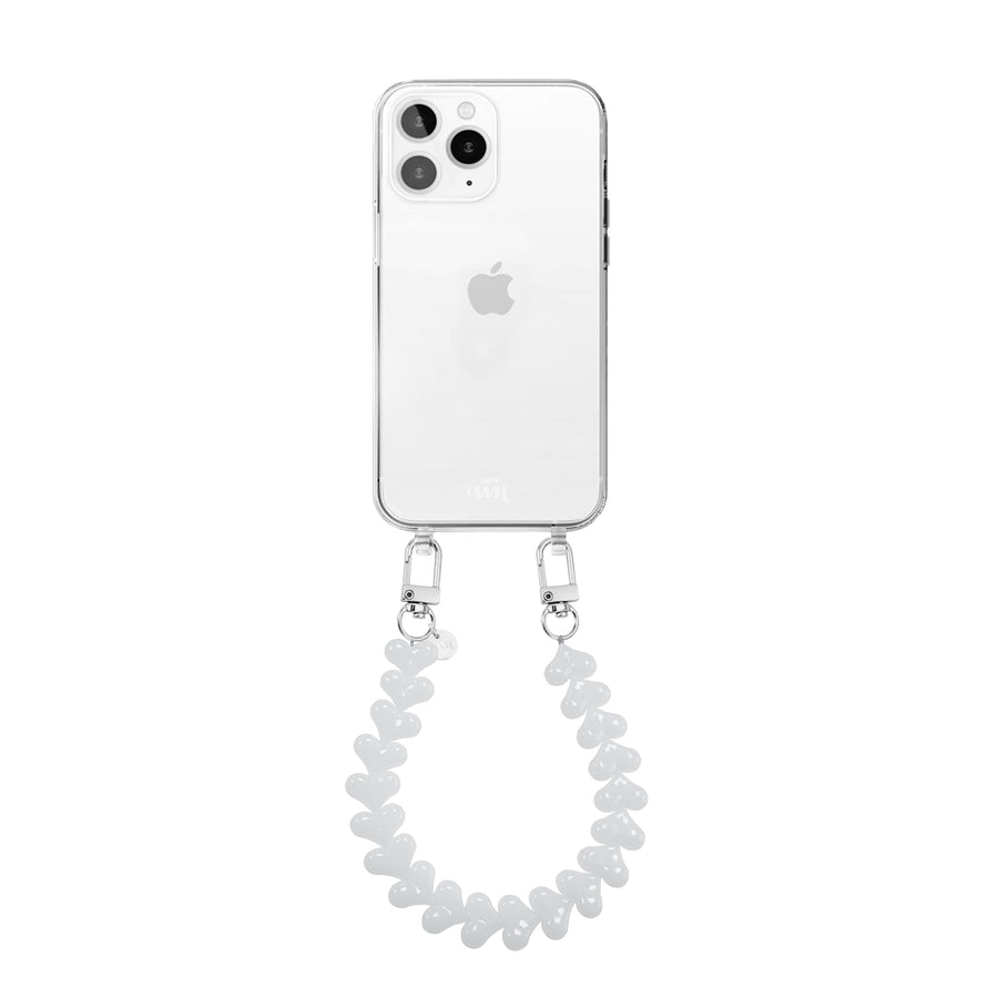 xoxo Wildhearts iPhone 12 Pro Max - Funky Hearts (White) Transparant Cord Case