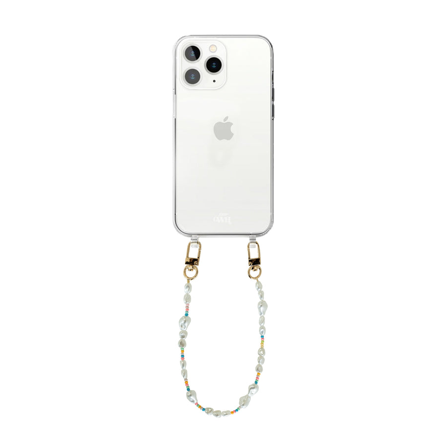 iPhone 12 Pro - Beachy Vibes Transparant Cord Case - Short Cord