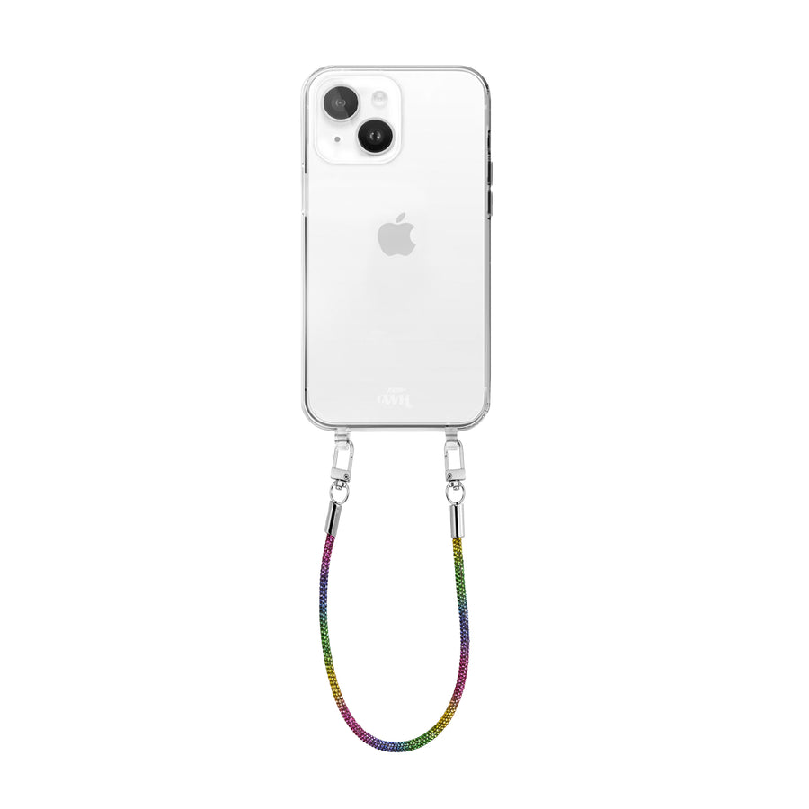 iPhone 14 - Rainbow Diamonds Transparant Cord Case