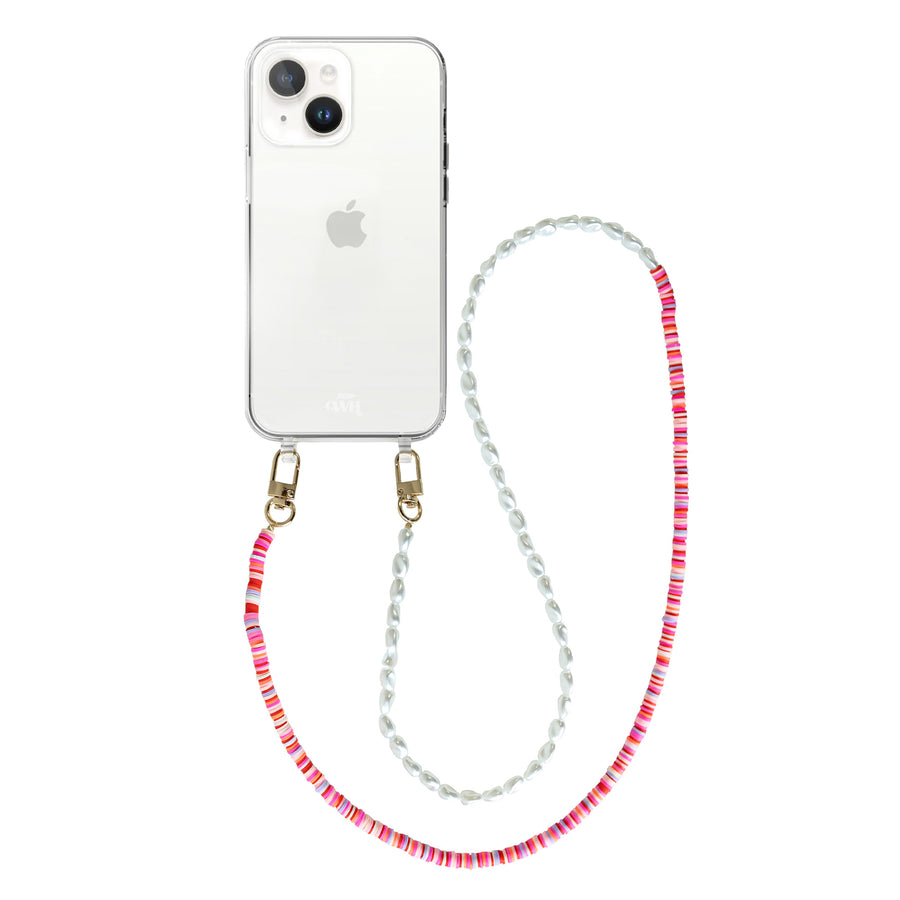 iPhone 13 Mini - Island Girl Transparant Cord Case - Long Cord