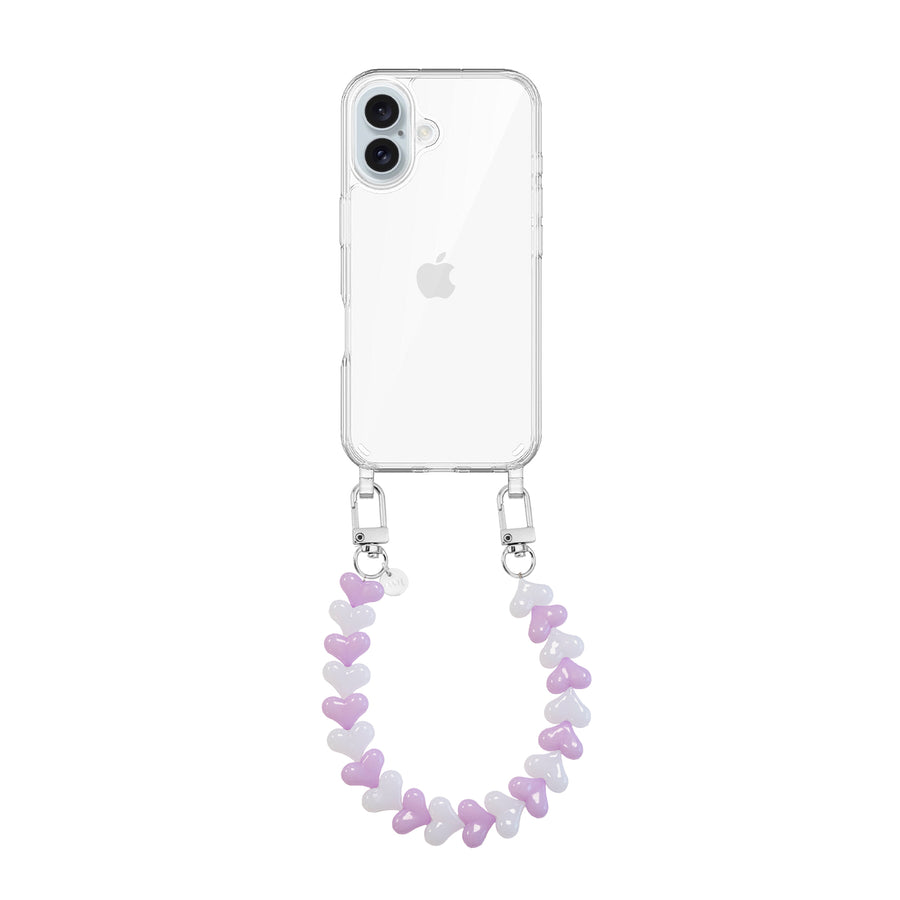 iPhone 16 Plus - Funky Hearts (Pink & White) Transparant Cord Case