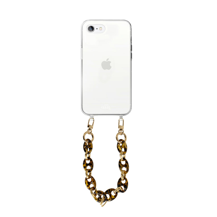 iPhone 7/8/SE 2020/2022 - Marble Brown Transparant Cord Case - Short Cord