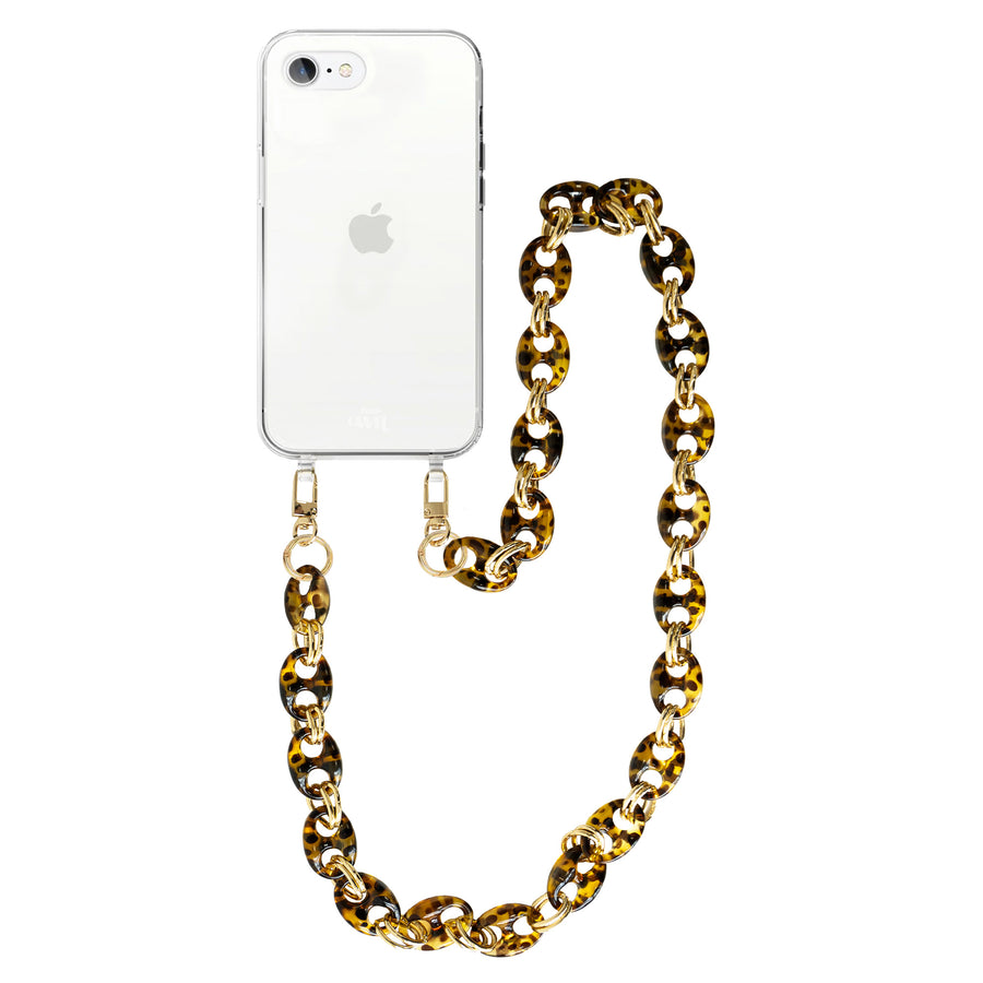 xoxo Wildhearts - iPhone 7/8/SE 2020/2022 - Marble Brown Transparant Cord Case - Long Cord