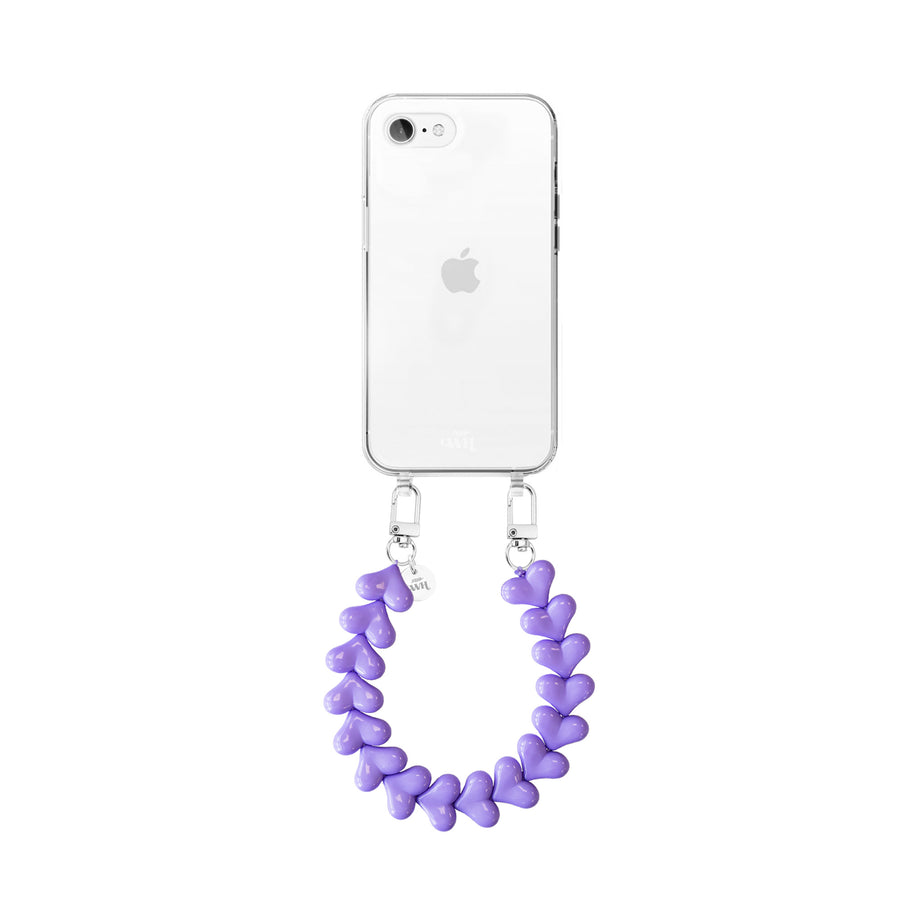 iPhone 7/8/SE 2020/2022 - Funky Hearts (Purple) Transparant Cord Case