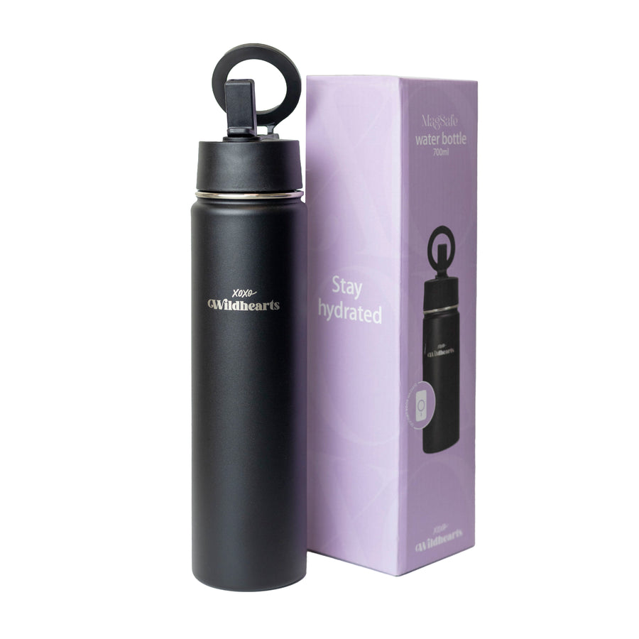 xoxo Wildhearts Water Bottle with MagSafe Ring - 700ml - 25oz (Black)