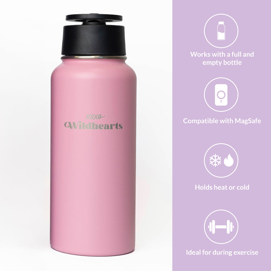 xoxo Wildhearts Water Bottle with MagSafe Ring - 1000ml - 32oz (Pink)