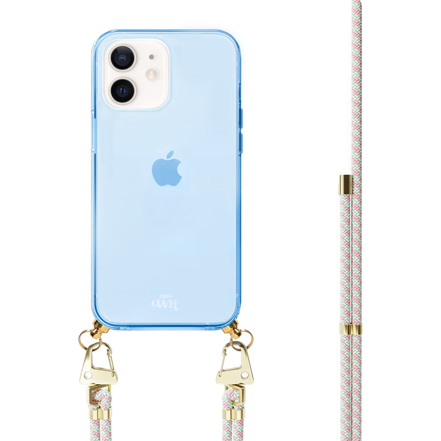 iPhone 12 - Aqua Pink Cord Case Blue