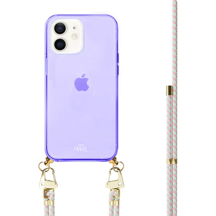 iPhone 12 - Aqua Pink Cord Case Purple