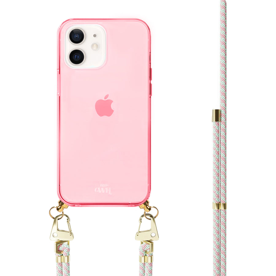 iPhone 12 - Aqua Pink Cord Case Pink