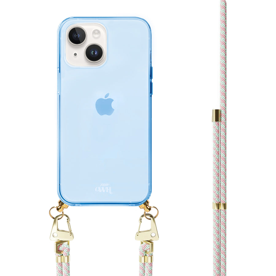 iPhone 14 - Aqua Pink Cord Case Blue