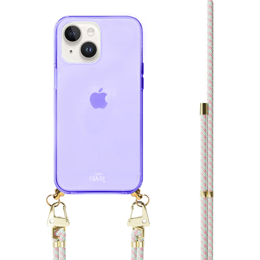 iPhone 14 - Aqua Pink Cord Case Purple