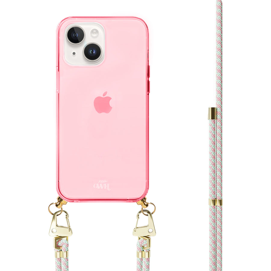 iPhone 14 - Aqua Pink Cord Case Pink