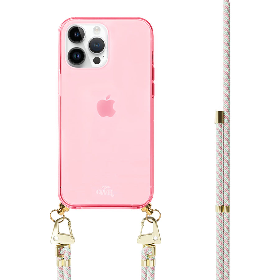 iPhone 15 Pro - Aqua Pink Cord Case Pink