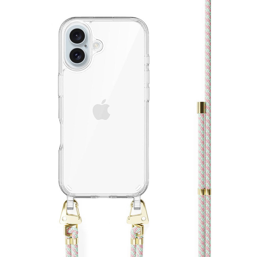 iPhone 16 - Aqua Pink Transparant Cord Case