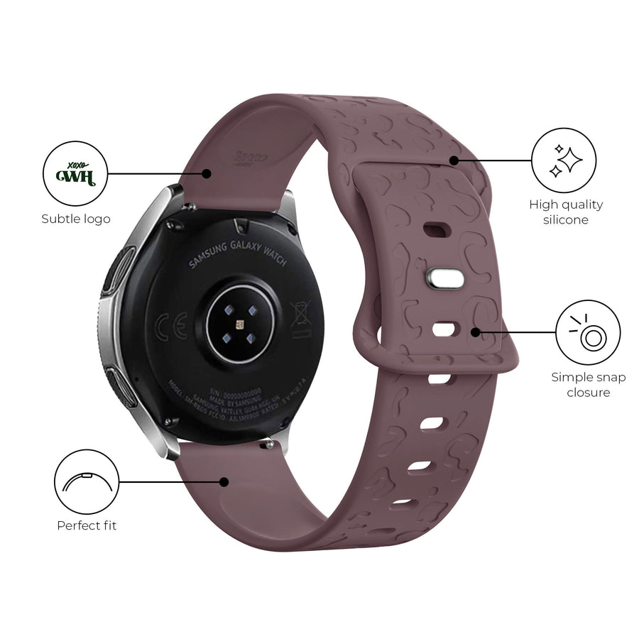 Samsung Galaxy Watch 4 44mm siliconen bandje Leopard Print - berry purple