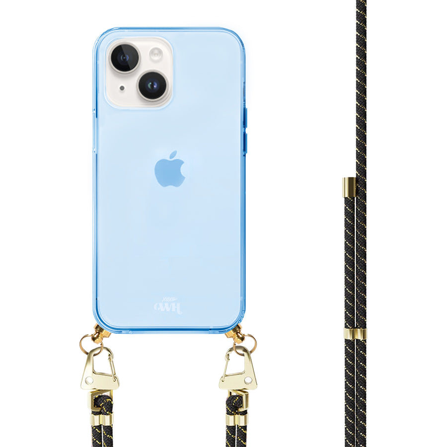 iPhone 15 - Gold Goddess Cord Case Blue