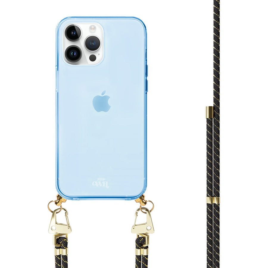 iPhone 14 Pro Max - Gold Goddess Cord Case Blue