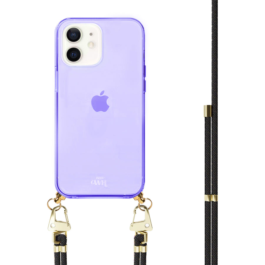 iPhone 12 - Black & Gold Cord Case Purple