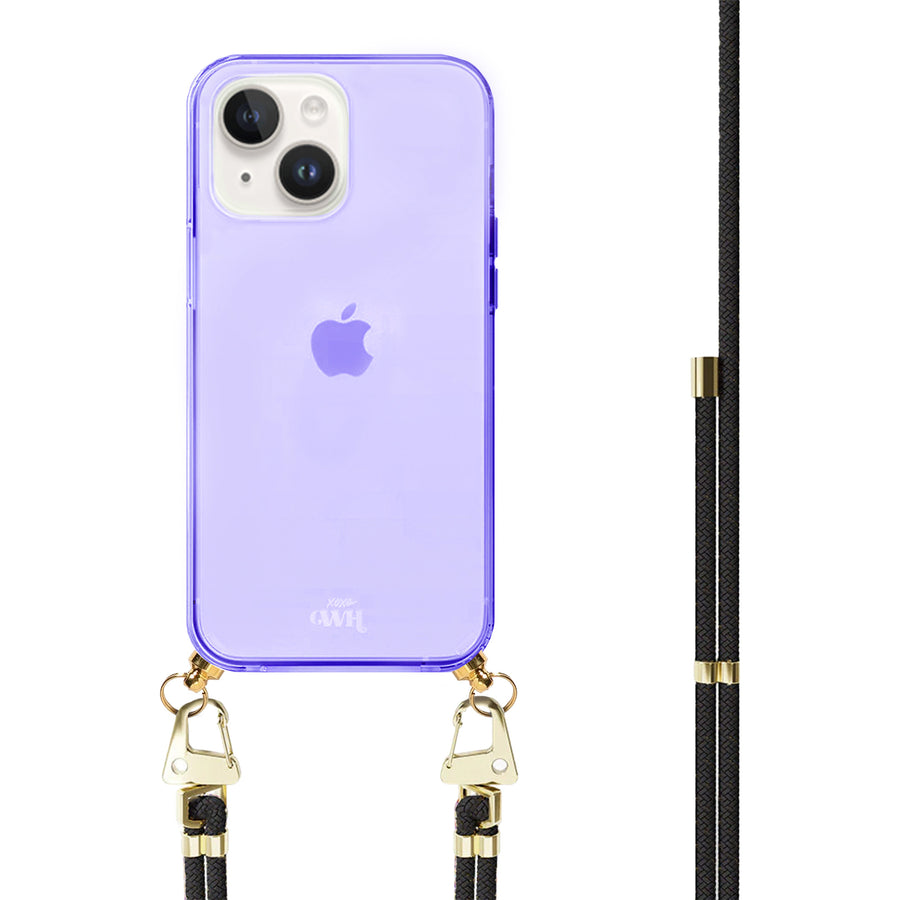 iPhone 15 - Black & Gold Cord Case Purple