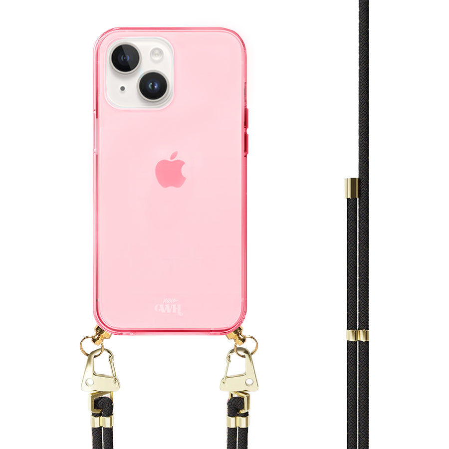 iPhone 13 - Black & Gold Cord Case Pink