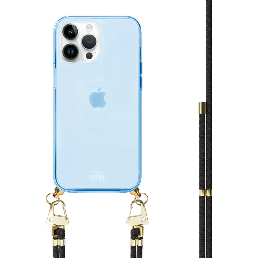 iPhone 15 Pro - Black & Gold Cord Case Blue