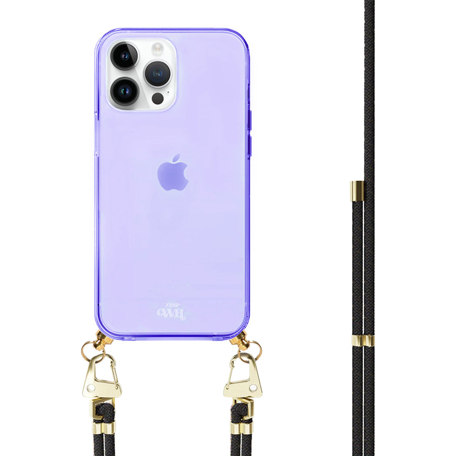 iPhone 14 Pro Max - Black & Gold Cord Case Purple