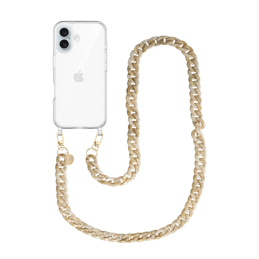 iPhone 16 Plus - Cream Latte Transparant Cord Case - Long Cord