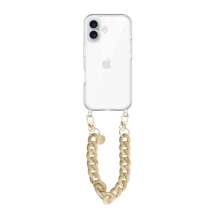 iPhone 16 Plus - Cream Latte Transparant Cord Case - Short Cord