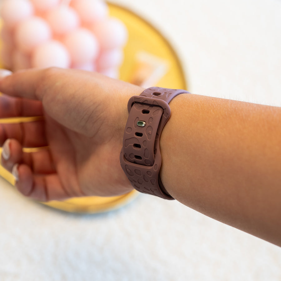 Bracelet silicone (20 mm) Leopard Print - Berry Purple