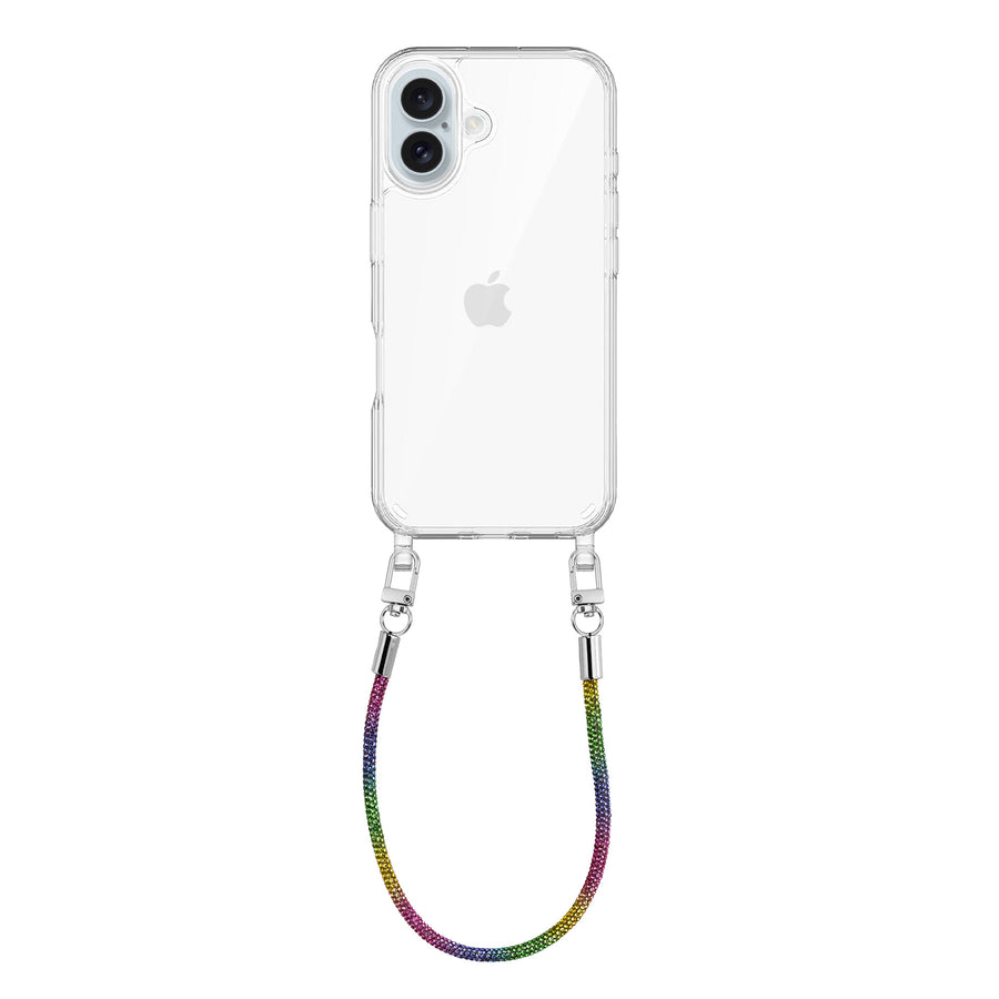 iPhone 16 Plus - Rainbow Diamonds Transparant Cord Case