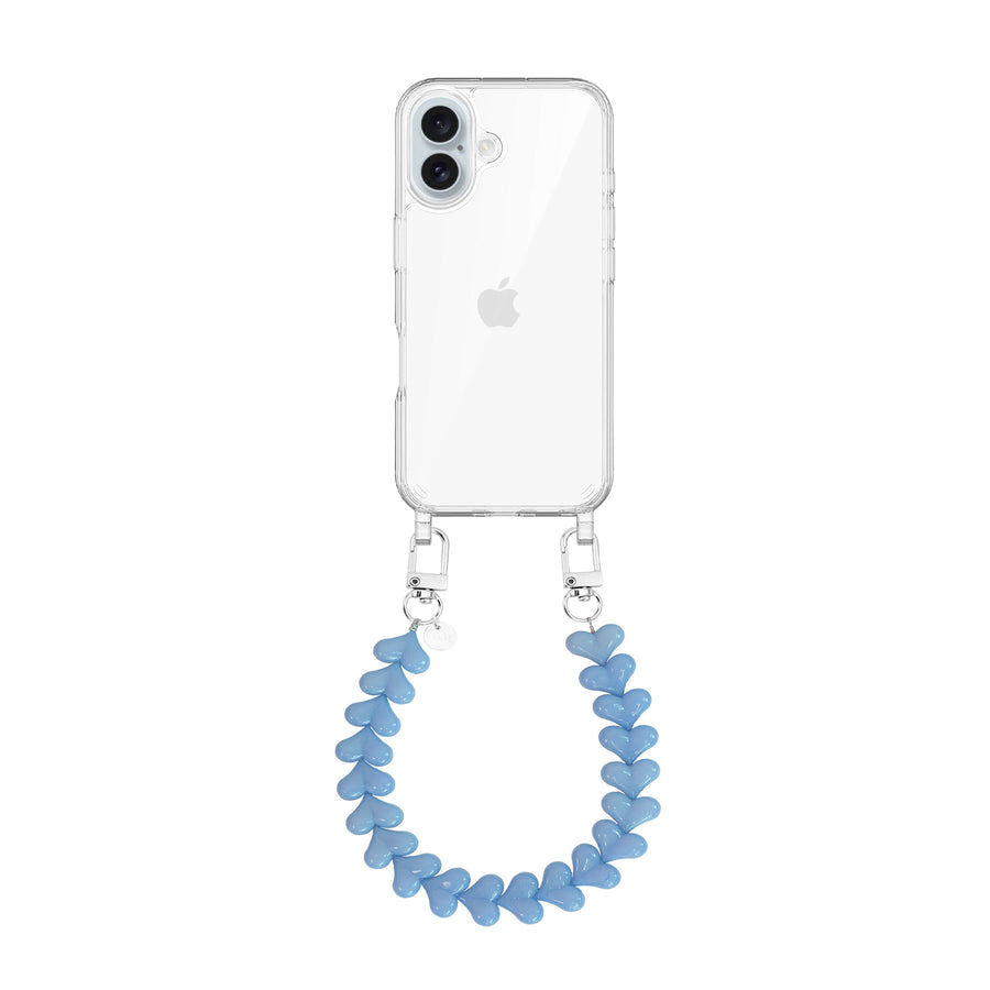 iPhone 16 - Funky Hearts (Light Blue) Transparant Cord Case