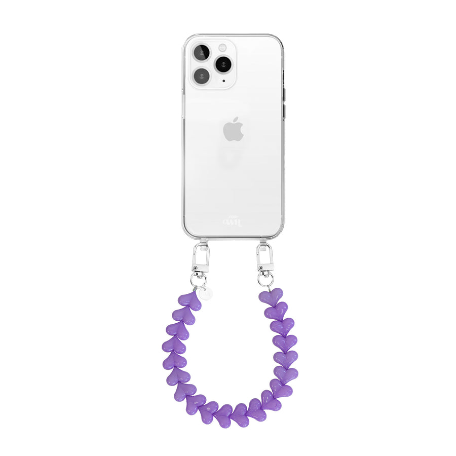 iPhone 11 Pro Max - Funky Hearts (Purple) Transparant Cord Case