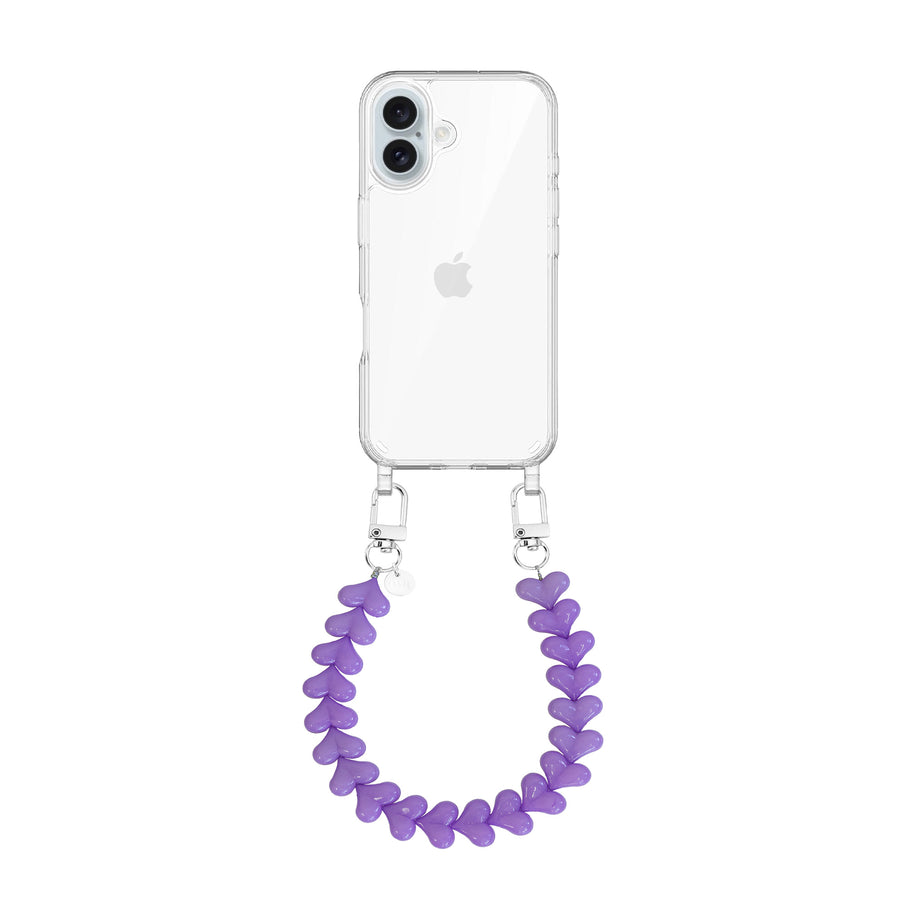 iPhone 16 - Funky Hearts (Purple) Transparant Cord Case