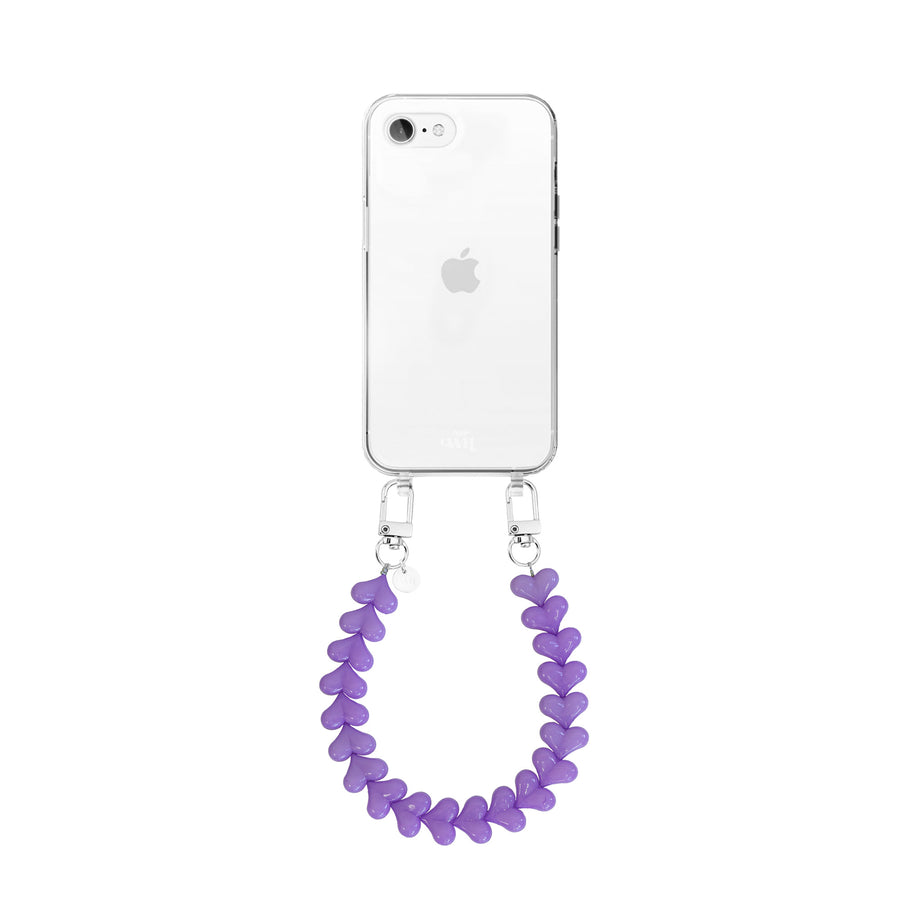 xoxo Wildhearts - iPhone 7/8/SE 2020/2022 - Funky Hearts (Purple) Transparant Cord Case