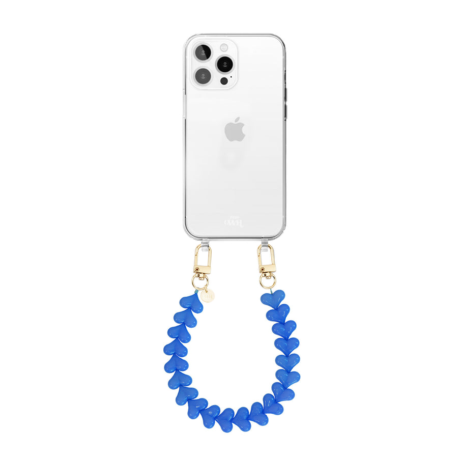 iPhone 15 Pro - Funky Hearts (Denim Blue) Transparant Cord Case