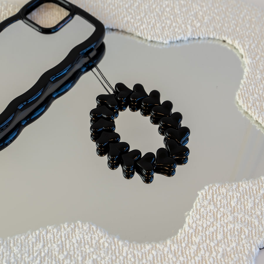 Funky Hearts (black) - Phone Charm (small)