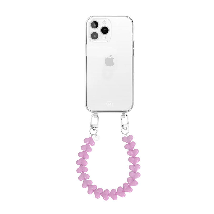 iPhone 11 Pro - Funky Hearts (Pink) Transparant Cord Case