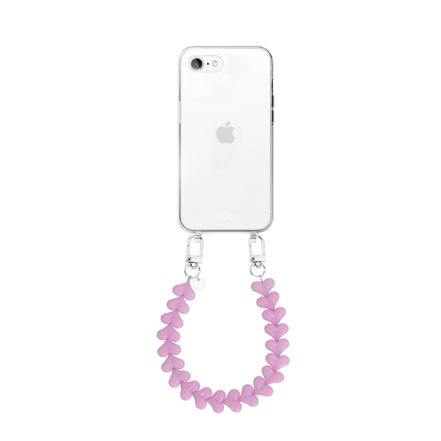 xoxo Wildhearts - iPhone 7/8/SE 2020/2022 - Funky Hearts (Pink) Transparant Cord Case